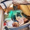 Portable Camping Ceiling LED Fan 10400mAh USB Battery Powered Hanging Tent Lantern Fan Power Bank with 3 Fan Speed 3 Light Brightness Smart Timer Remo